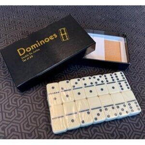 New Black/Cream Color Double 6 Jumbo Size Domino Tiles in cardboard box
